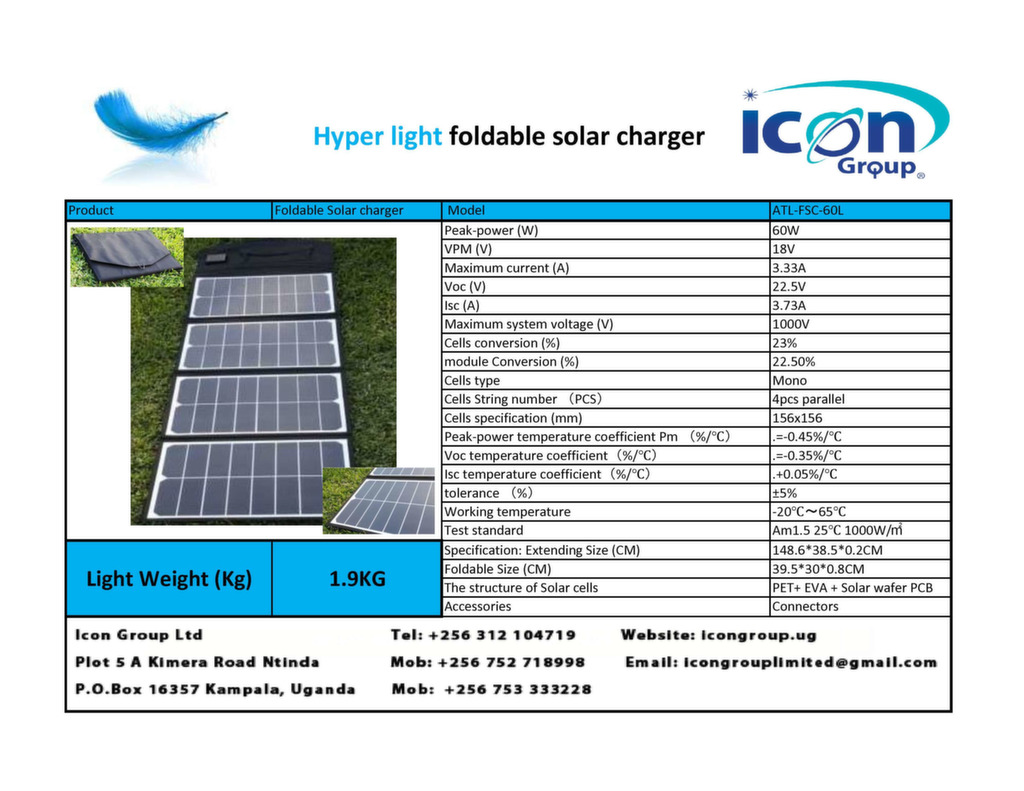 Icon Hyper Light Weight Foldable Solar Charger